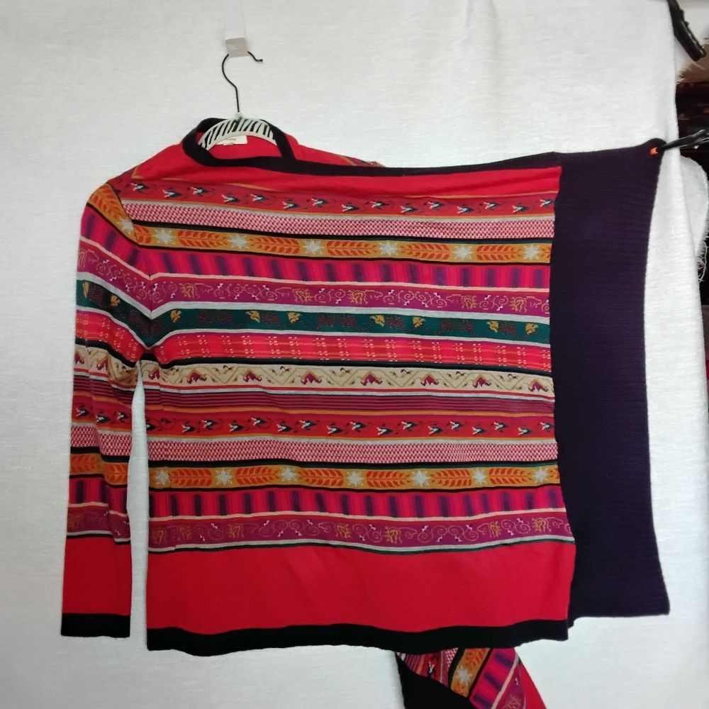 Freeway Size L OPEN FRONT CASCADE Waterfall Sweater Cardigan Vintage Look - Picture 5 of 8